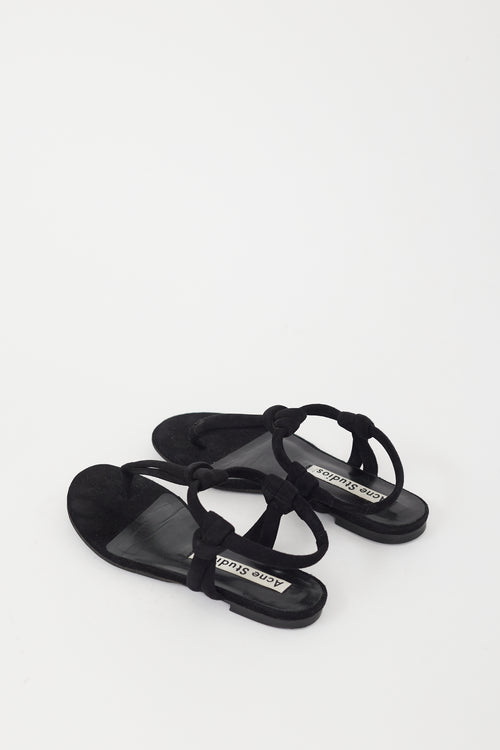 Acne Studios Black Suede Knotted Sandal