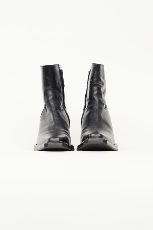 Acne Studios Black Leather Bruno Western Boot