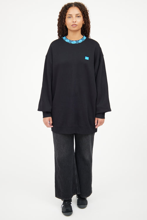 Acne Studios Black & Blue Face Crewneck Top