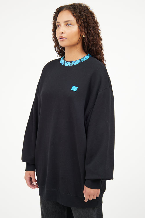 Acne Studios Black & Blue Face Crewneck Top