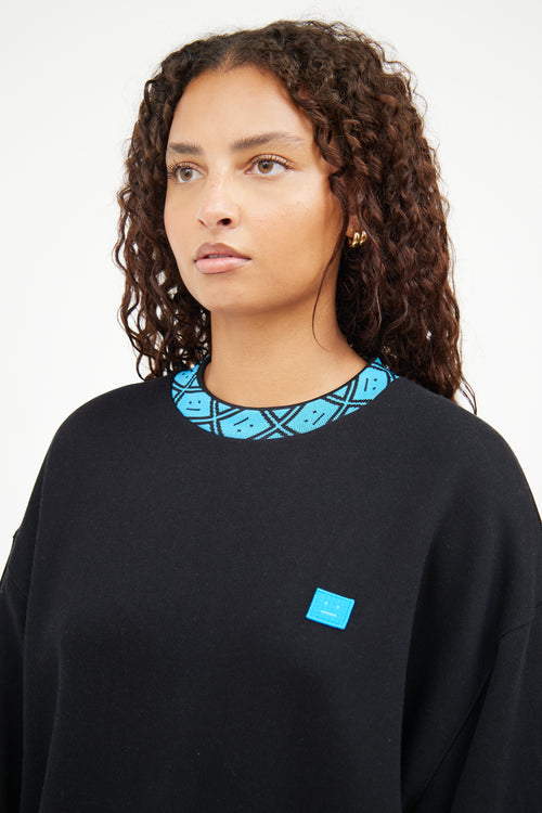 Acne Studios Black & Blue Face Crewneck Top