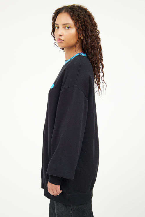 Acne Studios Black & Blue Face Crewneck Top