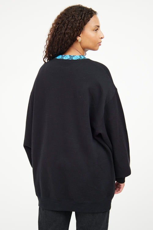 Acne Studios Black & Blue Face Crewneck Top