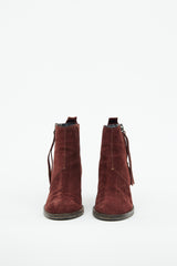 Acne Studios Burgundy Suede Ankle Boot