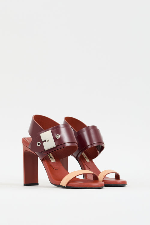 Acne Studios Burgundy & Orange Leather Asura Buckled Heel