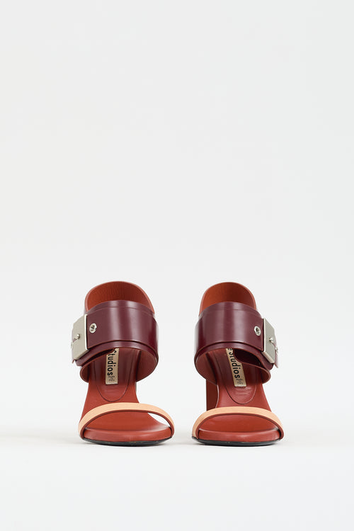 Acne Studios Burgundy & Orange Leather Asura Buckled Heel