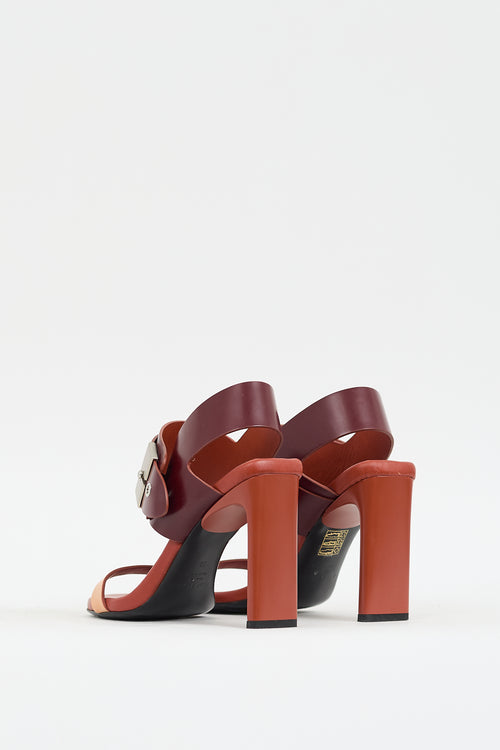 Acne Studios Burgundy & Orange Leather Asura Buckled Heel