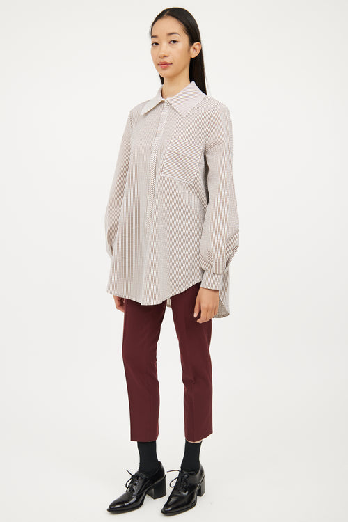 Acne Studios Burgundy Slim Crop Pleated Trouser