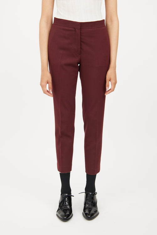 Acne Studios Burgundy Slim Crop Pleated Trouser