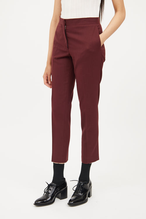 Acne Studios Burgundy Slim Crop Pleated Trouser