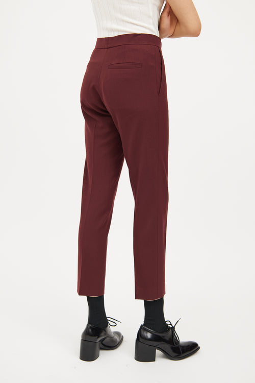 Acne Studios Burgundy Slim Crop Pleated Trouser