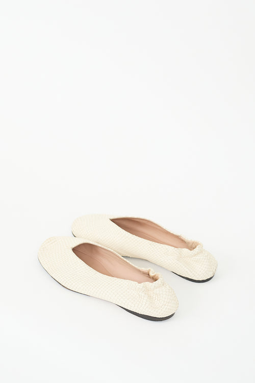 Acne Studios White Textured Leather Oddry Ballet Flat