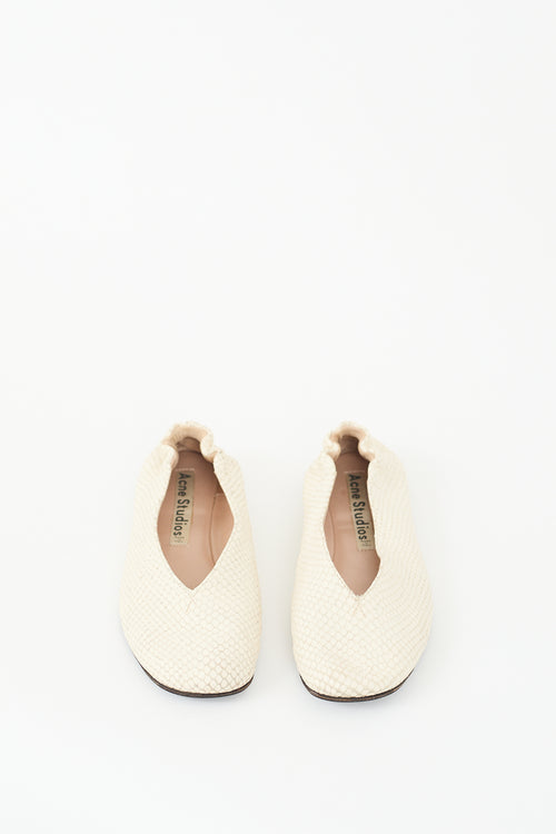 Acne Studios White Textured Leather Oddry Ballet Flat