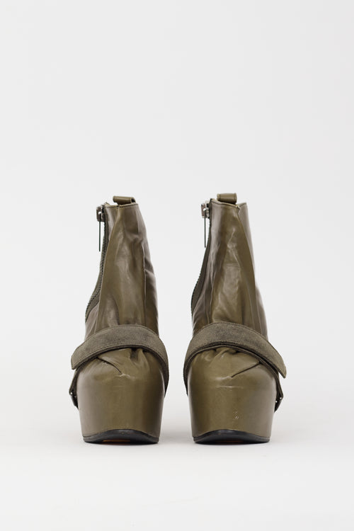 Acne Studios Khaki Green Leather Admire Wedge Boot