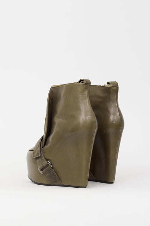 Acne Studios Khaki Green Leather Admire Wedge Boot