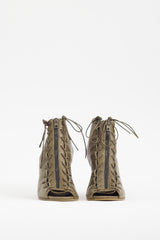 Acne Studios Khaki Green Leather & Suede Lace Up Bootie