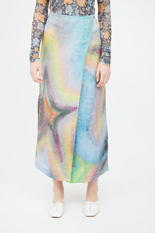 Acne Studios Blue Linen Wrap  Skirt