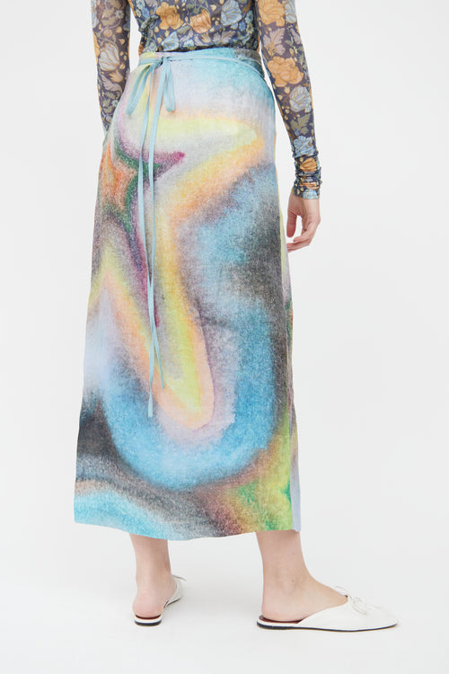 Acne Studios Blue Linen Wrap  Skirt
