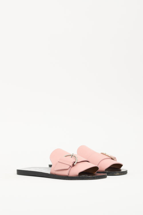 Acne Studios Pink & Black Leather Virgie Slide