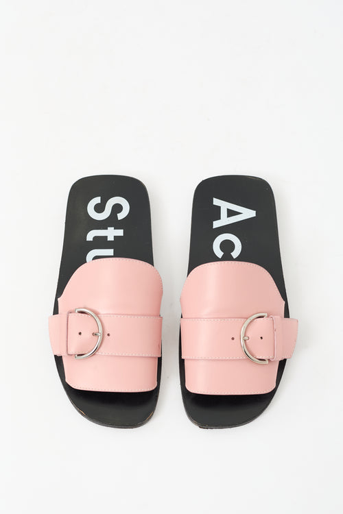 Acne Studios Pink & Black Leather Virgie Slide