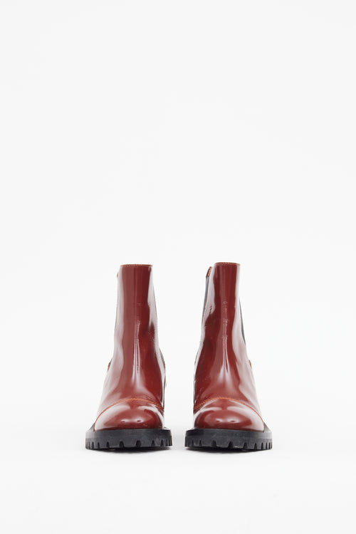 Acne Studios Red High Heel Chelsea Boot