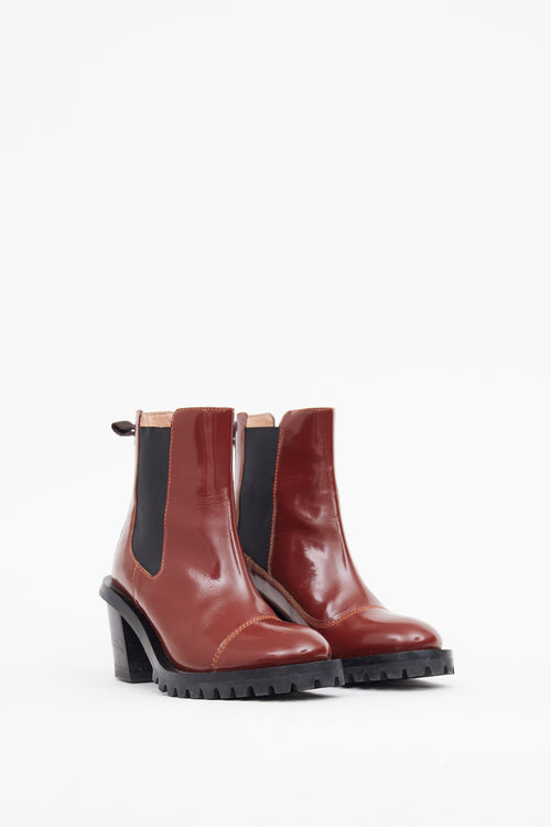 Acne Studios Red High Heel Chelsea Boot