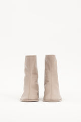 Acne Studios Taupe Leather Logo Ankle Boot