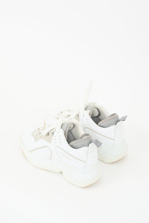 Acne Studios White & Grey Leather Rockaway Sneaker