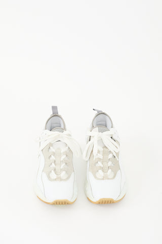 Acne Studios White & Grey Leather Rockaway Sneaker