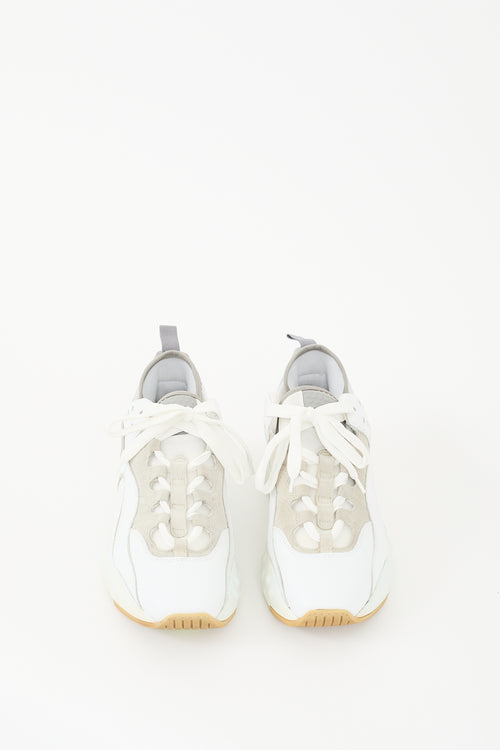 Acne Studios White & Grey Leather Rockaway Sneaker