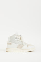 Acne Studios White & Grey Leather & Suede High Top Sneaker