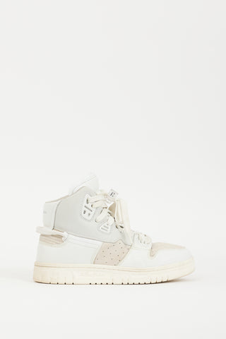 Acne Studios White & Grey Leather & Suede High Top Sneaker
