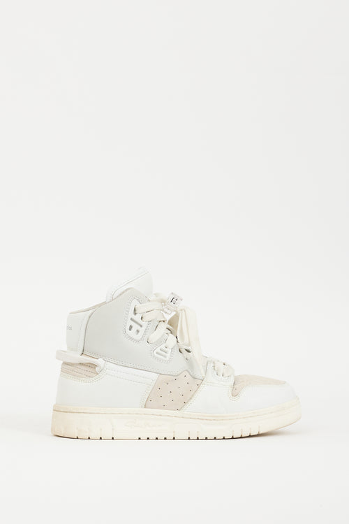 Acne Studios White & Grey Leather & Suede High Top Sneaker