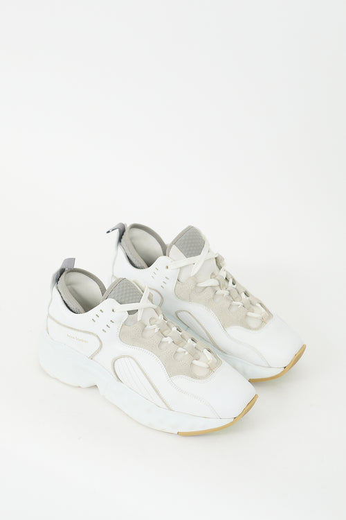 Acne Studios White & Grey Leather Rockaway Sneaker