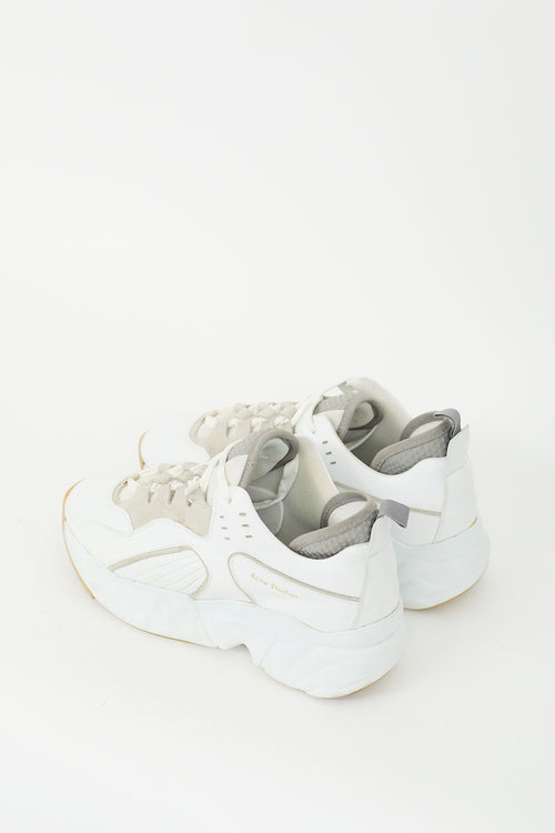 Acne Studios White & Grey Leather Rockaway Sneaker