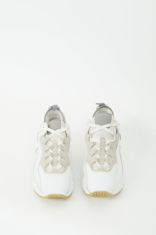 Acne Studios White & Grey Leather Rockaway Sneaker