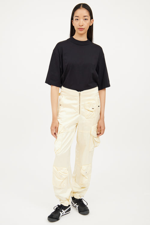 Acne Studios Yellow Zip Satin Cargo Pant