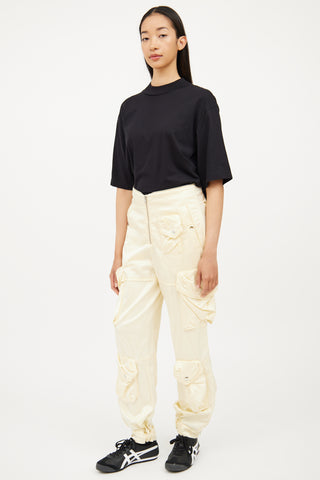 Acne Studios Yellow Zip Satin Cargo Pant