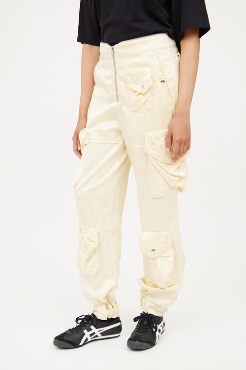 Acne Studios Yellow Zip Satin Cargo Pant