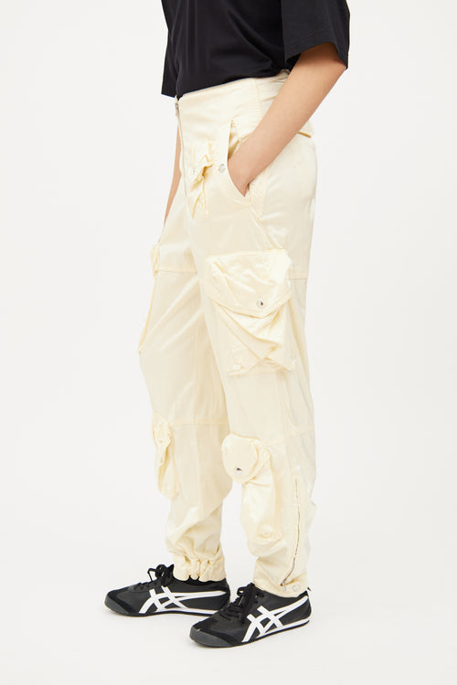 Acne Studios Yellow Zip Satin Cargo Pant