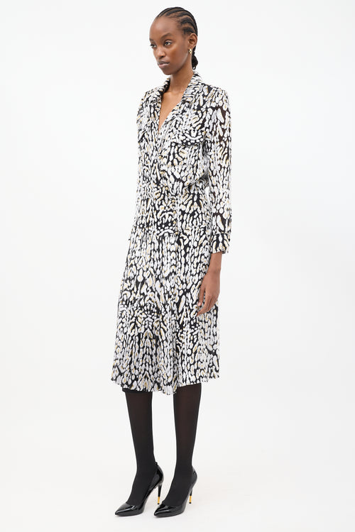 Adam Lippes Black & Multicolour Fil Coupé Pleated Midi Dress