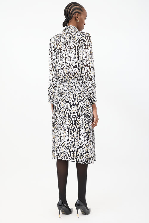 Adam Lippes Black & Multicolour Fil Coupé Pleated Midi Dress