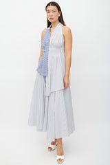 Adam Lippes White & Blue Striped Asymmetrical Top