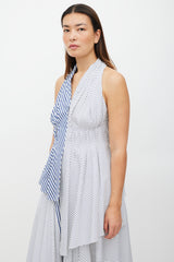 Adam Lippes White & Blue Striped Asymmetrical Top