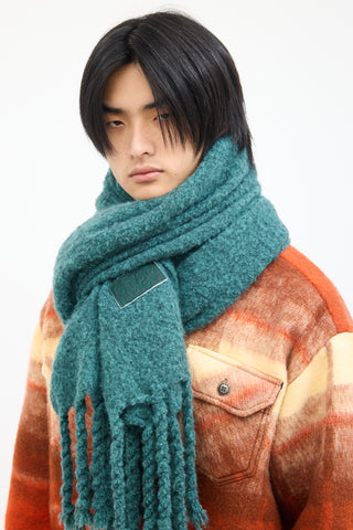 ADER Error Green Wool Knit Muffler 02 Scarf