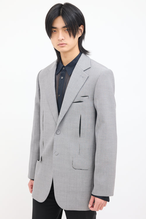 ADER Error Grey Wool Herringbone Dellne Blazer