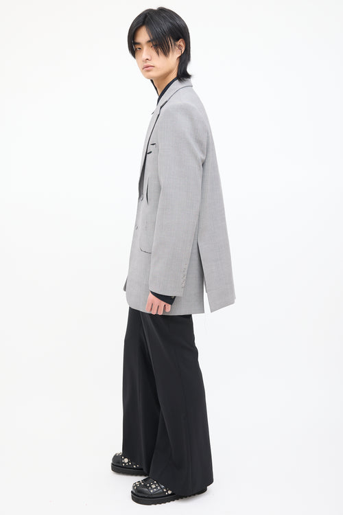 ADER Error Grey Wool Herringbone Dellne Blazer