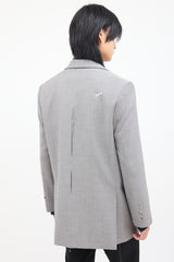 ADER Error Grey Wool Herringbone Dellne Blazer