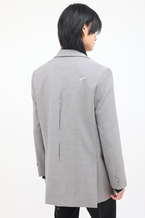 ADER Error Grey Wool Herringbone Dellne Blazer