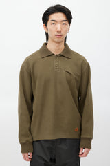 Ader Error Olive Ribbed Knit Polo